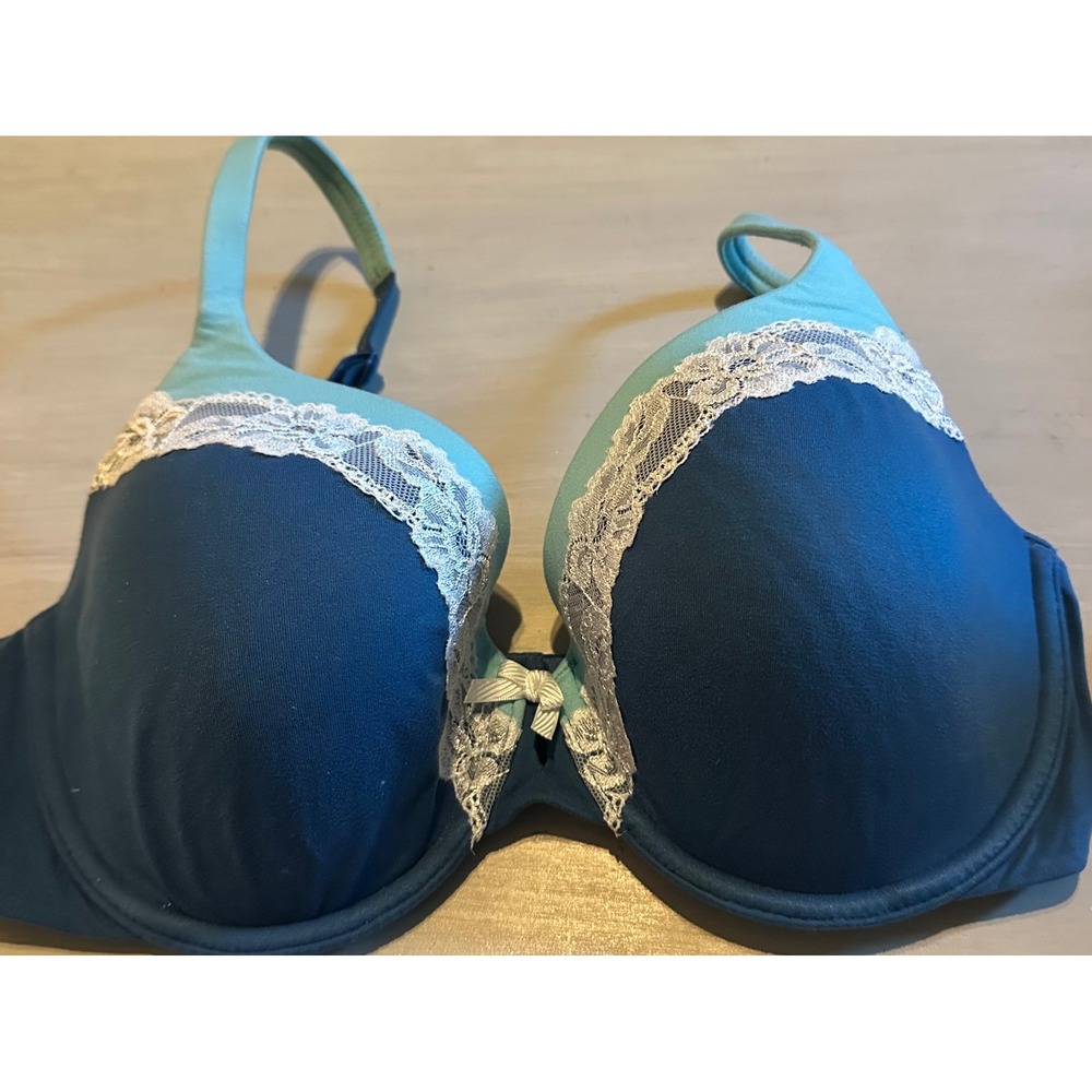Victorias Secret‎ Body Perfect Coverage Bra Lace Trim Blue 34D